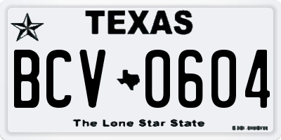 TX license plate BCV0604