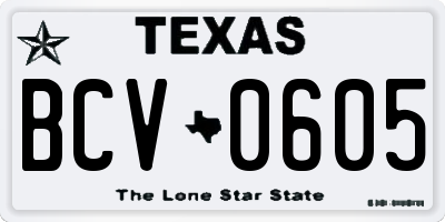 TX license plate BCV0605