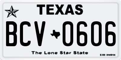 TX license plate BCV0606