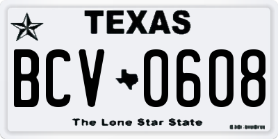TX license plate BCV0608