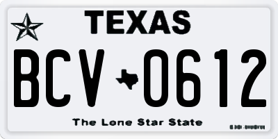 TX license plate BCV0612