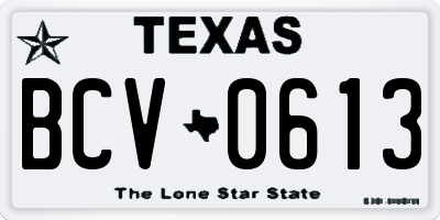 TX license plate BCV0613