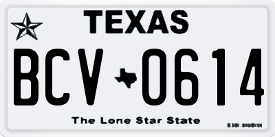TX license plate BCV0614