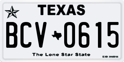 TX license plate BCV0615
