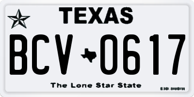 TX license plate BCV0617