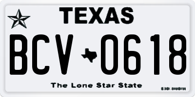TX license plate BCV0618