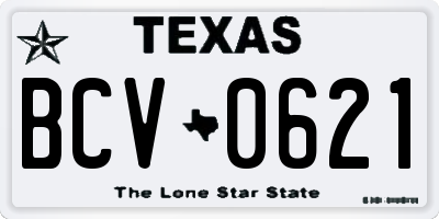 TX license plate BCV0621