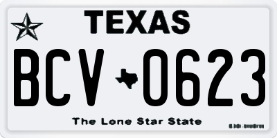 TX license plate BCV0623