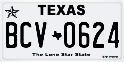TX license plate BCV0624