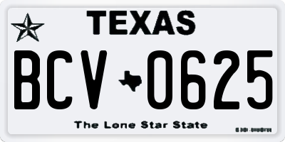 TX license plate BCV0625