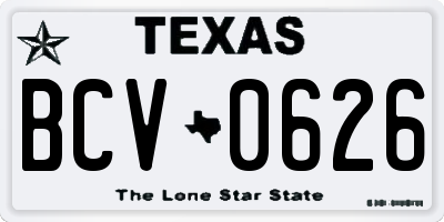 TX license plate BCV0626
