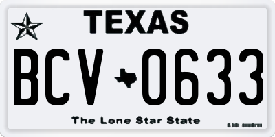 TX license plate BCV0633