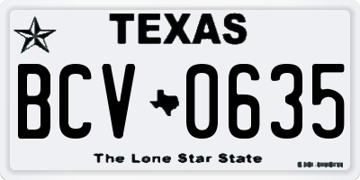 TX license plate BCV0635