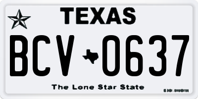 TX license plate BCV0637