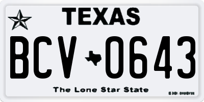 TX license plate BCV0643