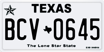 TX license plate BCV0645