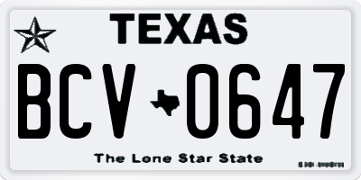 TX license plate BCV0647