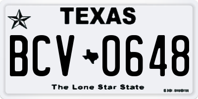 TX license plate BCV0648