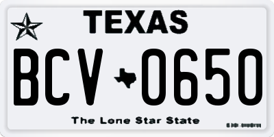 TX license plate BCV0650