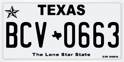 TX license plate BCV0663