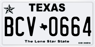 TX license plate BCV0664