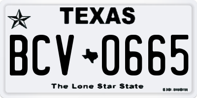 TX license plate BCV0665