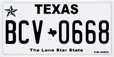 TX license plate BCV0668
