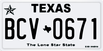 TX license plate BCV0671