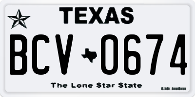 TX license plate BCV0674