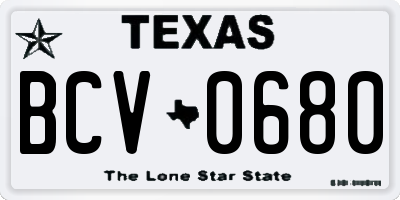 TX license plate BCV0680