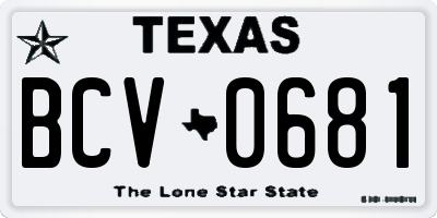 TX license plate BCV0681