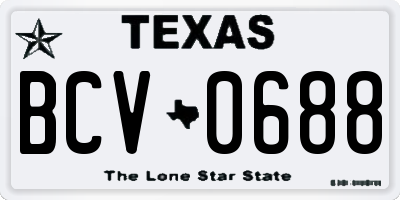 TX license plate BCV0688