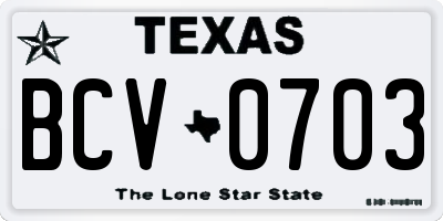TX license plate BCV0703