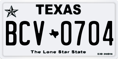 TX license plate BCV0704