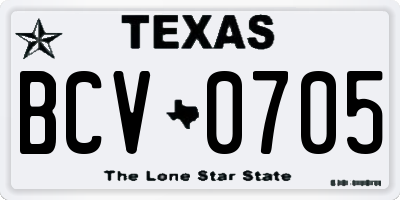TX license plate BCV0705