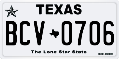TX license plate BCV0706