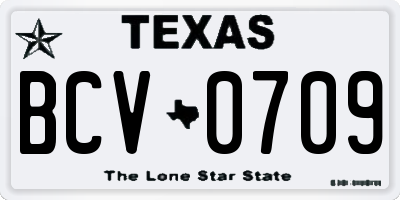 TX license plate BCV0709