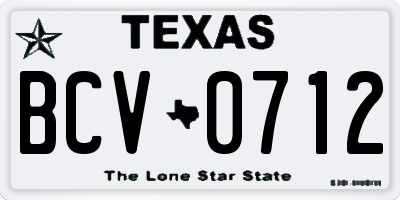 TX license plate BCV0712