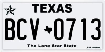 TX license plate BCV0713