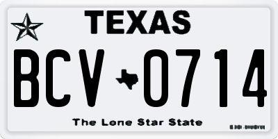 TX license plate BCV0714