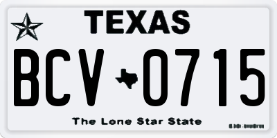 TX license plate BCV0715