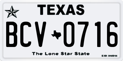 TX license plate BCV0716