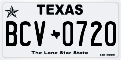 TX license plate BCV0720