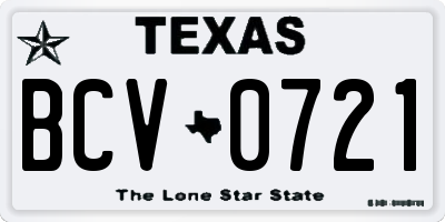 TX license plate BCV0721
