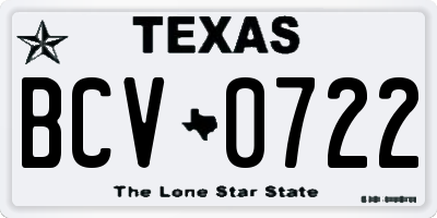 TX license plate BCV0722
