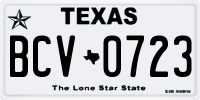 TX license plate BCV0723