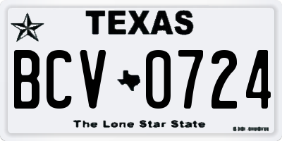 TX license plate BCV0724