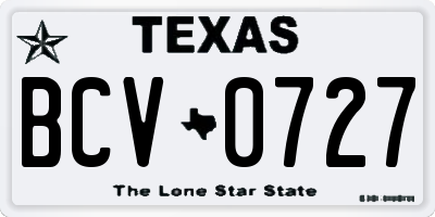 TX license plate BCV0727