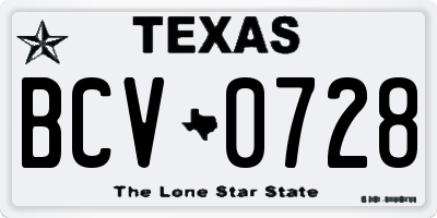 TX license plate BCV0728