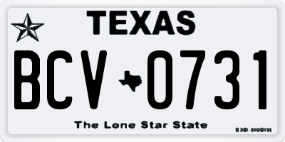 TX license plate BCV0731